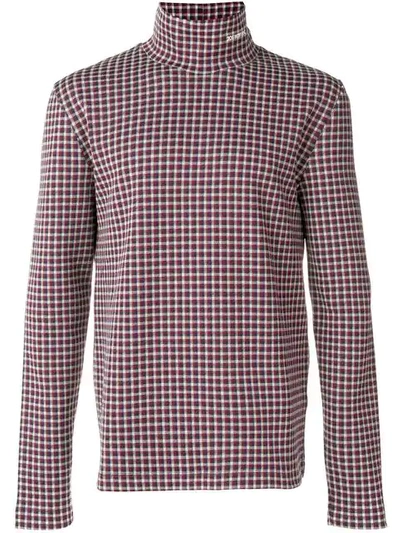 Shop Calvin Klein 205w39nyc Logo Checked Polo Neck In Red