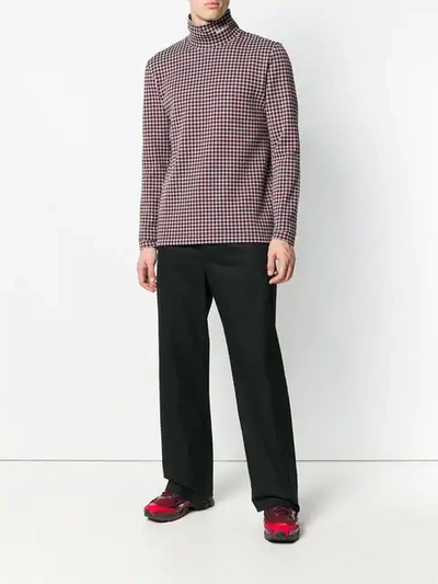 Shop Calvin Klein 205w39nyc Logo Checked Polo Neck In Red