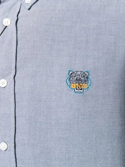 Shop Kenzo Logo Embroidered Shirt In Blue