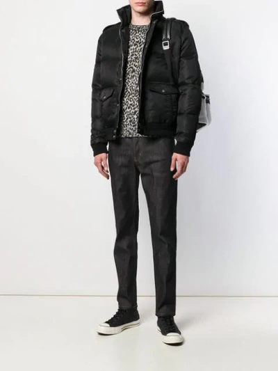Saint Laurent Intarsia Leopard Knitted Jumper In Neutrals