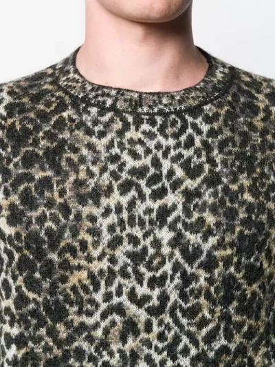 Saint Laurent Intarsia Leopard Knitted Jumper In Neutrals