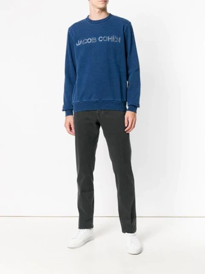 Shop Jacob Cohen Logo Embroidered Sweatshirt In Blue