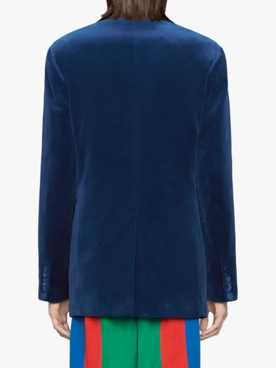 Shop Gucci Velvet Jacket In Blue