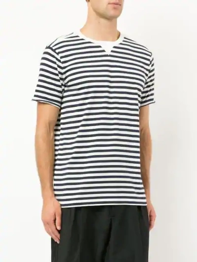 Shop Takahiromiyashita The Soloist Striped Crewneck T-shirt In White X Navy