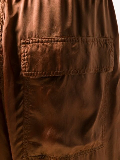 Shop Rick Owens Crinkled Satin Shorts In Brown