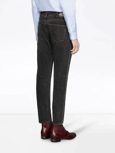 GUCCI EMBROIDERED SLIM-FIT JEANS - 黑色