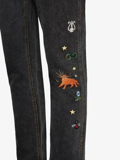 GUCCI EMBROIDERED SLIM-FIT JEANS - 黑色