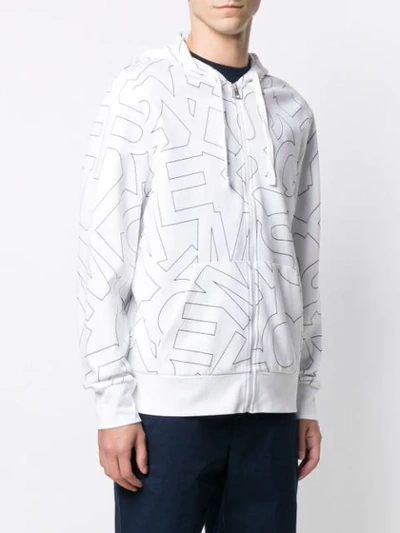 Shop Michael Michael Kors Logo Zip Hoodie In 100 White