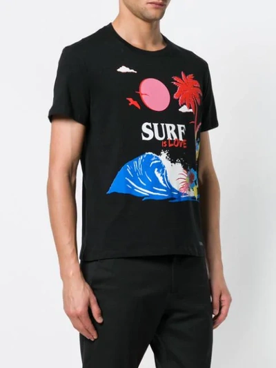 Shop Valentino Surf Is Love T-shirt In Black