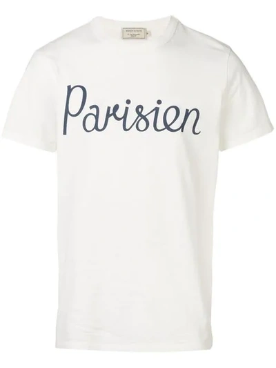Shop Maison Kitsuné Parisien Print T-shirt In White