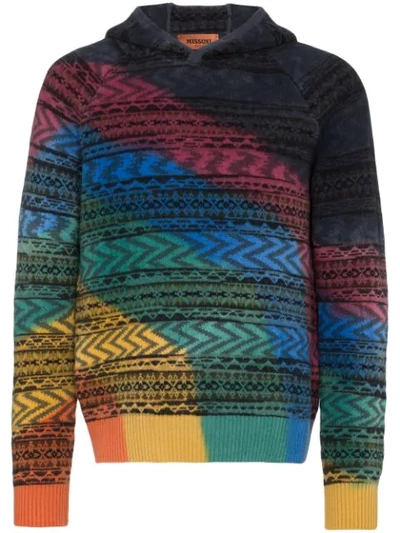 Shop Missoni Patterned Hoodie - Blue