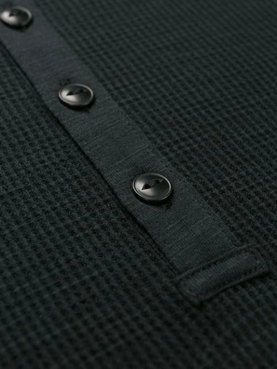 Shop John Varvatos Buttoned Crew Neck Sweatshirt In Black