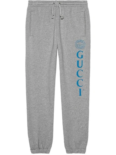 Shop Gucci Logo Jogging Trousers In Grey