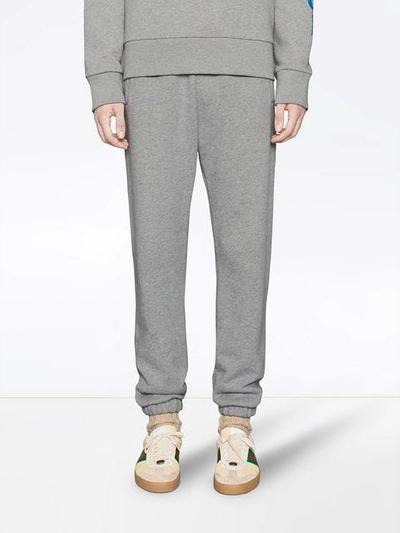 Shop Gucci Logo Jogging Trousers In Grey