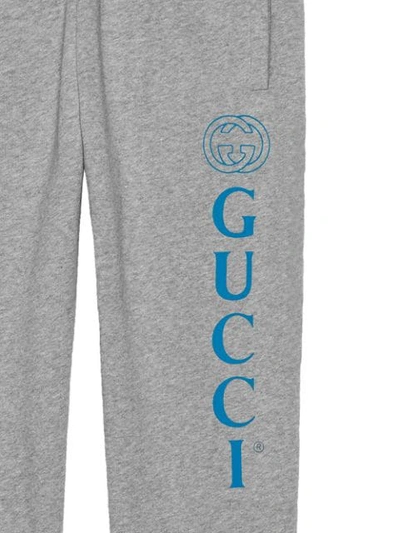 Shop Gucci Logo Jogging Trousers In Grey