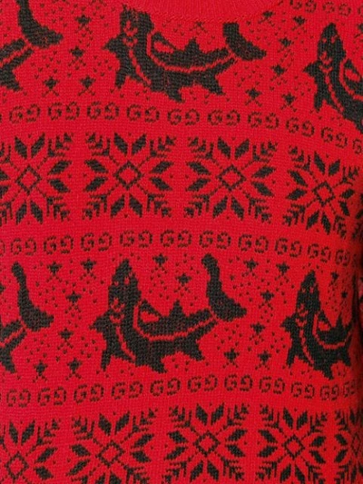 Shop Gucci Gg And Dolphin Jacquard Wool Sweater In 6587 Live Red/black