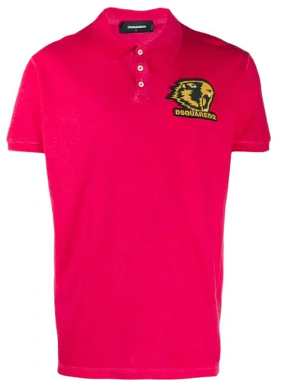 Shop Dsquared2 Embroidered Polo Shirt In Red