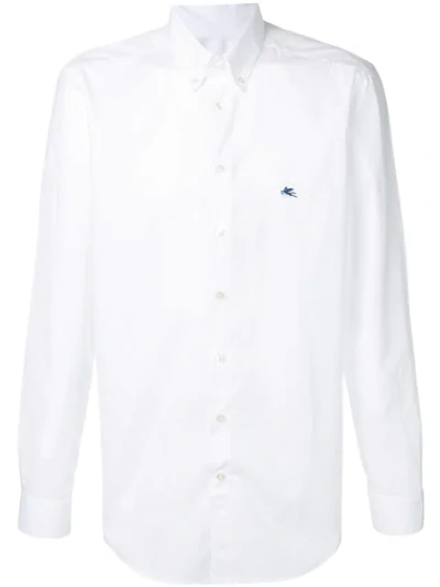 Shop Etro Logo Embroidered Shirt In White