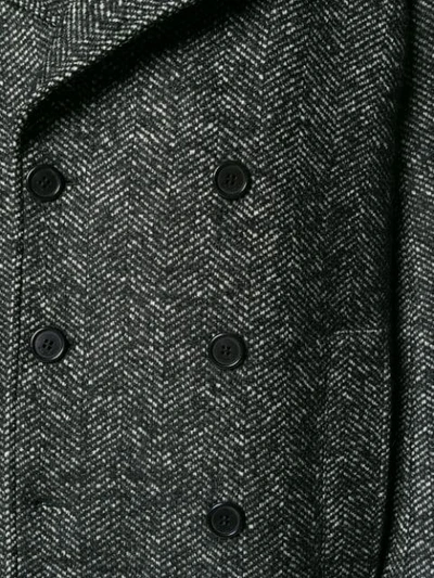 Shop Saint Laurent Chevron Caban Coat In Black