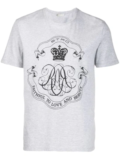 Shop Etro Printed Logo T-shirt In Grey