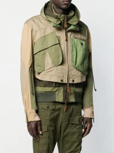 Shop Dsquared2 Layered Military Jacket In 811 Beige/army