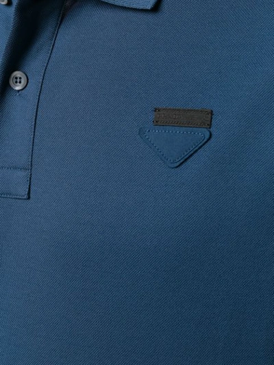 Shop Prada Classic Logo Polo Shirt - Blue