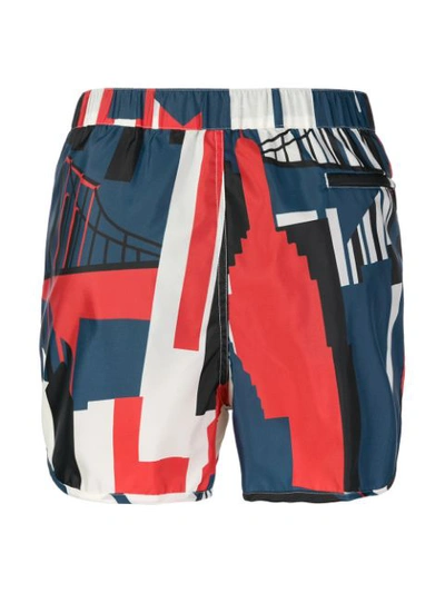 Shop Valentino Usa Print Swim Shorts - Red