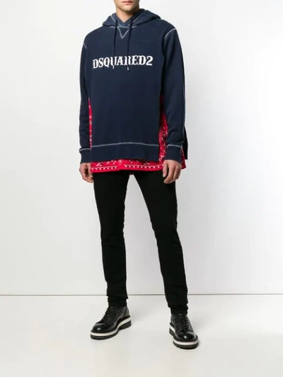 DSQUARED2 BANDANA LAYER HOODIE - 蓝色