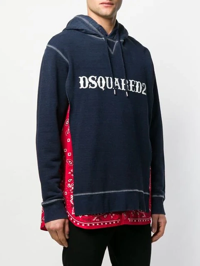 Shop Dsquared2 Bandana Layer Hoodie In Blue