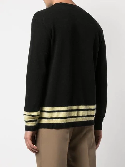 Shop Marni Striped Hem Jumper In Black