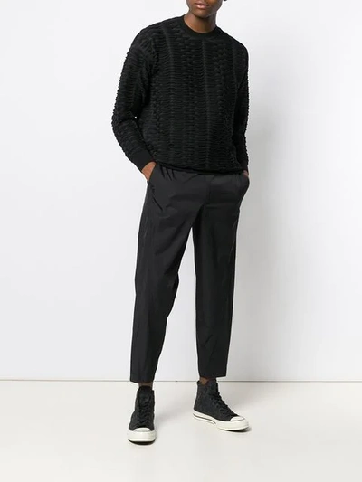 Shop Issey Miyake Men Cropped Tapered Trousers - Black