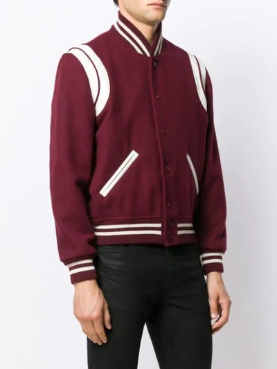 Shop Saint Laurent Varsity-style Bomber In Red