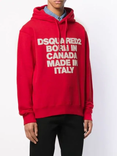 Shop Dsquared2 Printed Hoodie In Red