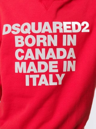 Shop Dsquared2 Printed Hoodie In Red