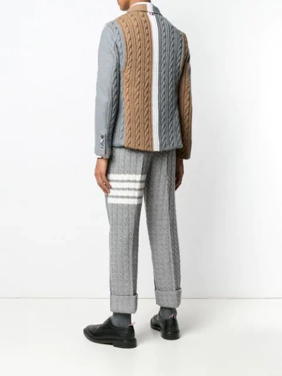 Shop Thom Browne Repp Stripe Combo-knit Sport Coat In Neutrals