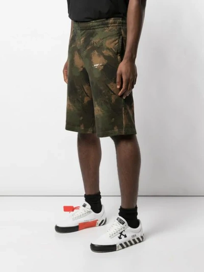 Shop Off-white Logo Print Camouflage Shorts - Green