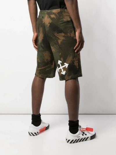 Shop Off-white Logo Print Camouflage Shorts - Green
