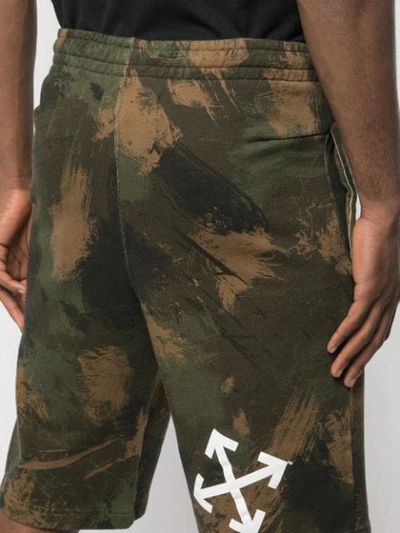 Shop Off-white Logo Print Camouflage Shorts - Green