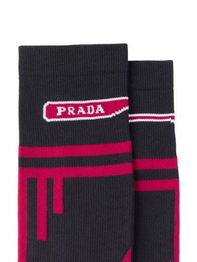 Shop Prada Nylon Knit Socks In Black