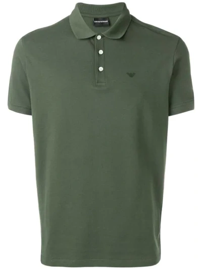 Shop Emporio Armani Logo Detail Polo Shirt In Green