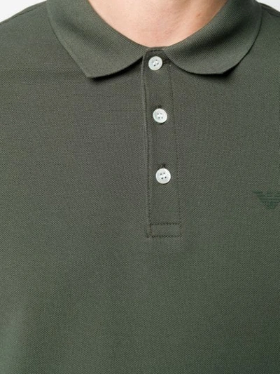 Shop Emporio Armani Logo Detail Polo Shirt In Green