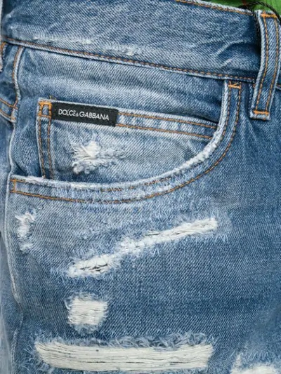 Shop Dolce & Gabbana Ripped Straight Leg Jeans In Blue