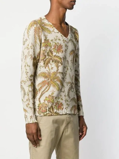 Shop Etro Floral Print Sweater In Neutrals