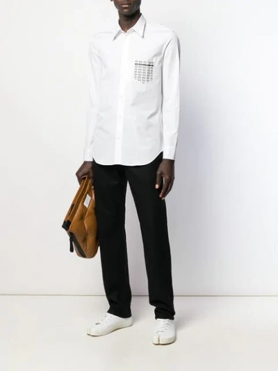 Shop Maison Margiela Fragile Print Pocket Shirt In 100 White