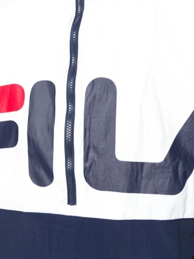 Shop Fila Logo Print Hooded Jacket In White ,blue