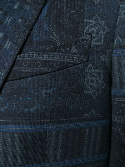 Shop Etro Printed Blazer In Blue