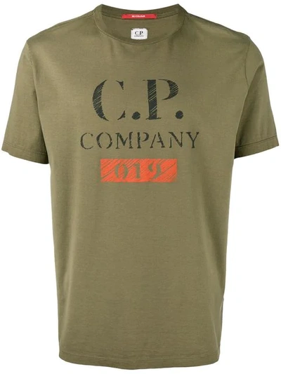 Shop C.p. Company Logo Print T In Green