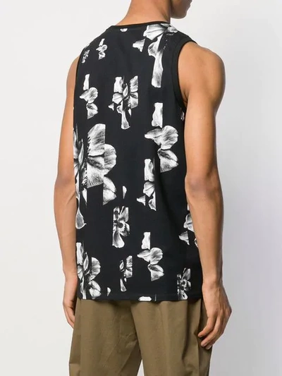 Shop Neil Barrett Floral Print Tank In Black