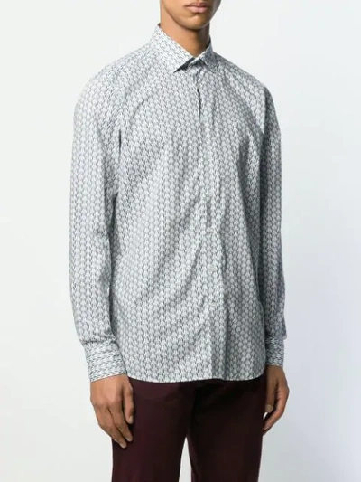 Shop Etro Bird Print Long Sleeve Shirt In White