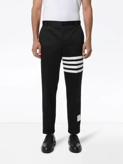 Shop Thom Browne Unconstructed Chino Trousers In Blue
